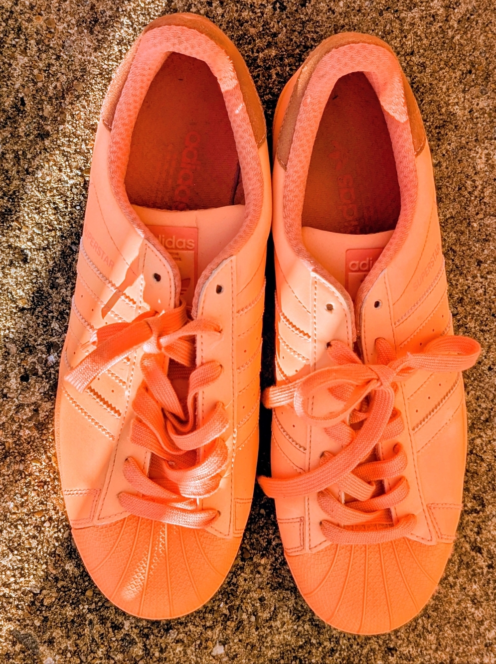 👟 Adidas Superstar Adicolor “Sunglo” Orange Reflective Sneakers – Men’s 10.5
